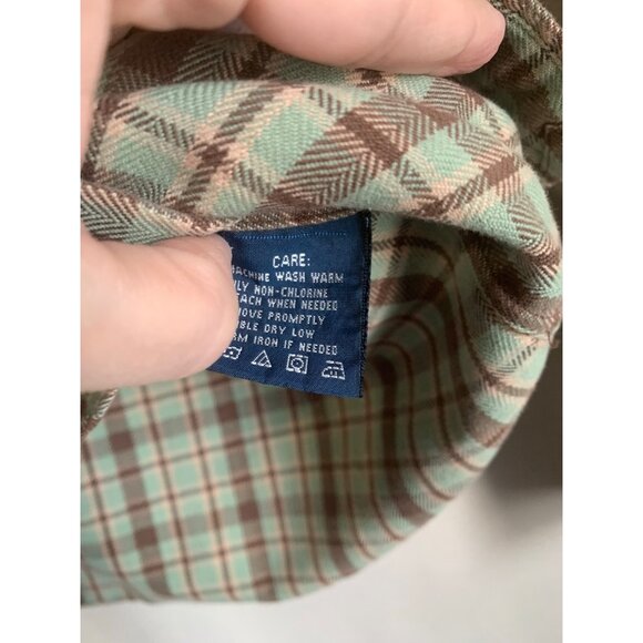 Ralph Lauren Women’s 6 Plaid Thick Flannel Top Green Snap Button Cabin Country - Picture 8 of 11